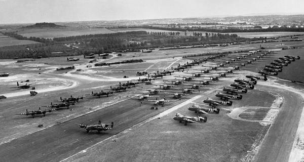 Aerial View of World War II Airfield